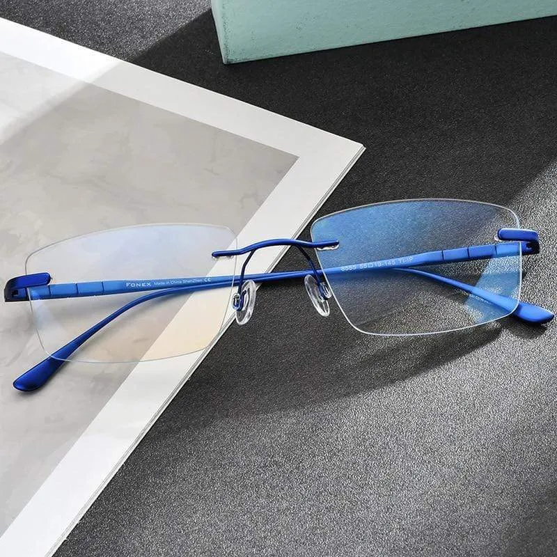 Titan Brille Rahmen Männer Randlos Verschreibungspflichtige Quadrat Brille 2021 Frauen Rahmenlose Myopie Optische Brille 8555