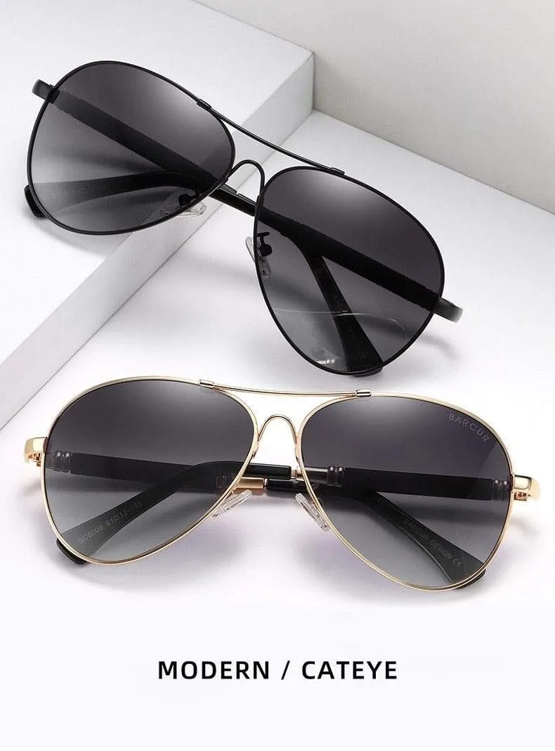 Design Sonnenbrille aus Titanlegierung, polarisierte Sonnenbrille für Herren und Damen, Pilotenbrille mit Farbverlauf, verspiegelte Sonnenbrillen, Oculos de Sol