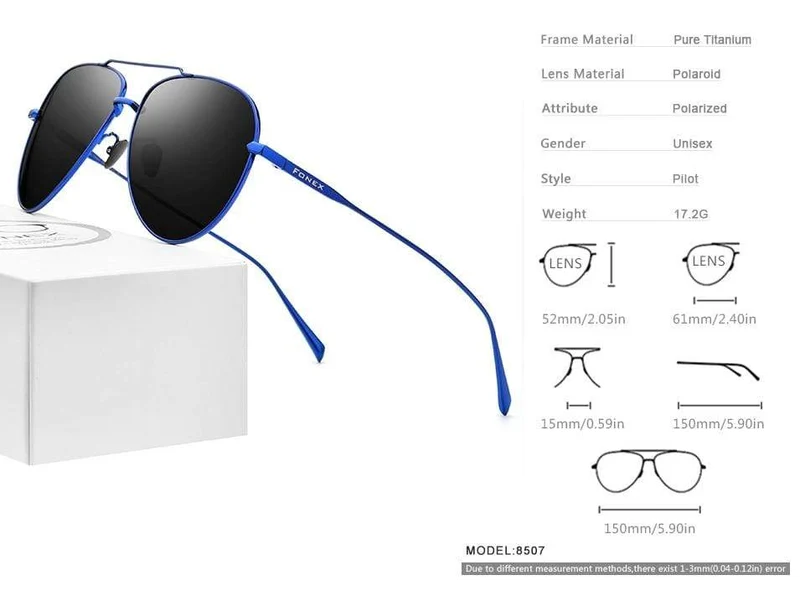 Polarisierte Sonnenbrille aus reinem Titan für Herren, für den Flugsport, Sonnenbrille für Herren, Neu, fürs Autofahren im Freien, Aviador, UV400-Schutz, 8507