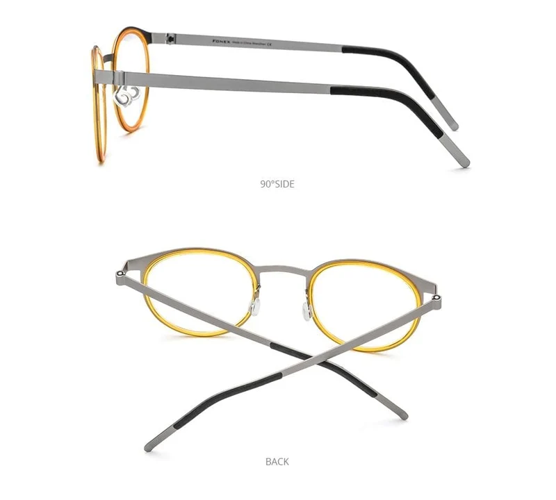 Brillengestell aus Acetatlegierung für Herren und Damen, Vintage, rund, Myopie, optische Rahmen, Korrekturbrille, schraubenlose Brillen 98625
