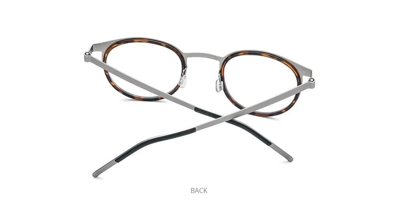 Brillengestell aus Acetatlegierung für Herren und Damen, Vintage, rund, Myopie, optische Rahmen, Korrekturbrille, schraubenlose Brillen 98625