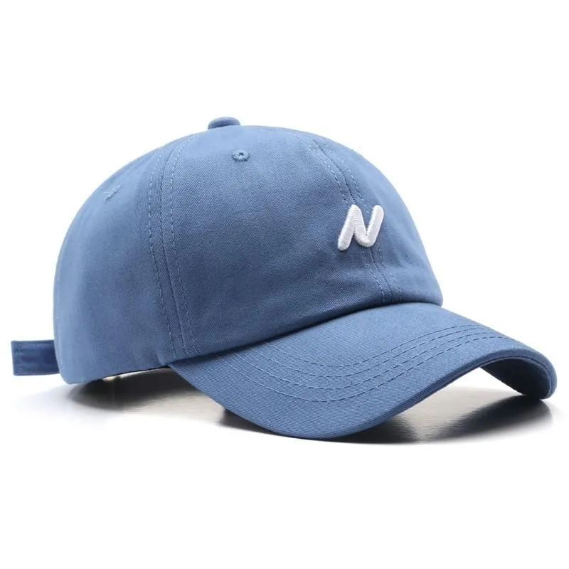 Lässige Baseballkappe für Damen und Herren, modische N-Stickerei, Sommer-Visierkappe, Jungen- und Mädchen-Baumwoll-Hysteresenhut, Casquette
