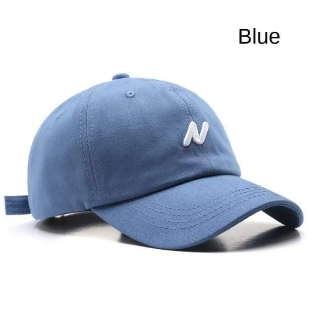 Lässige Baseballkappe für Damen und Herren, modische N-Stickerei, Sommer-Visierkappe, Jungen- und Mädchen-Baumwoll-Hysteresenhut, Casquette