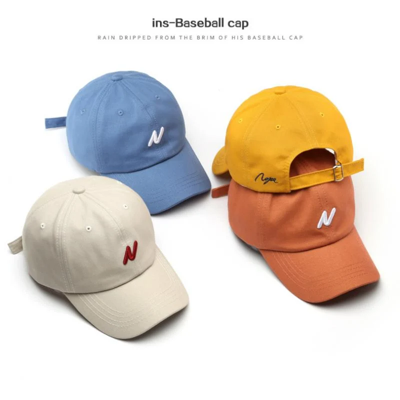 Lässige Baseballkappe für Damen und Herren, modische N-Stickerei, Sommer-Visierkappe, Jungen- und Mädchen-Baumwoll-Hysteresenhut, Casquette