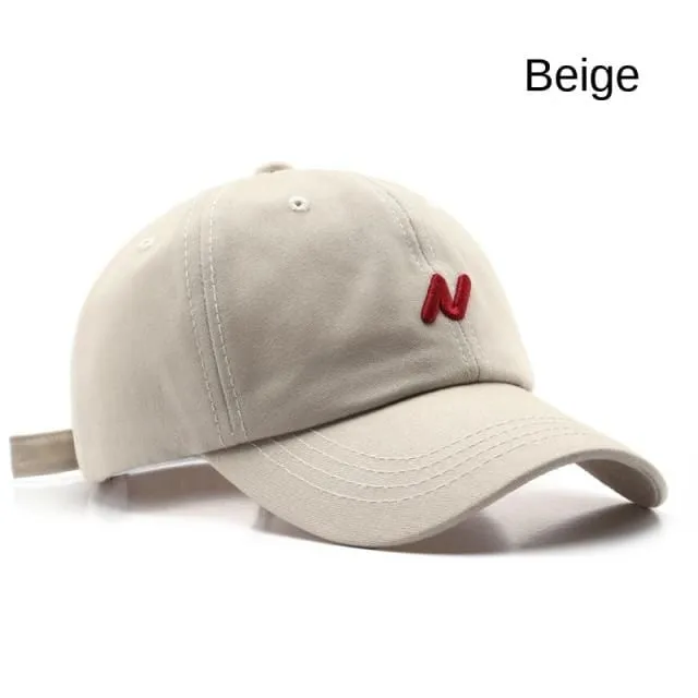 Lässige Baseballkappe für Damen und Herren, modische N-Stickerei, Sommer-Visierkappe, Jungen- und Mädchen-Baumwoll-Hysteresenhut, Casquette