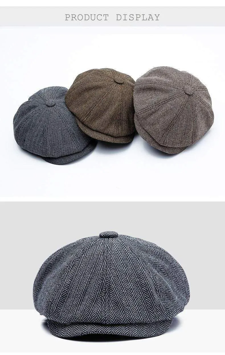 Unisex Herbst Winter Newsboy Caps Männer und Frauen Warm Tweed Achteck Hut für männliche Detektivhüte Retro Flat Caps Chapeau