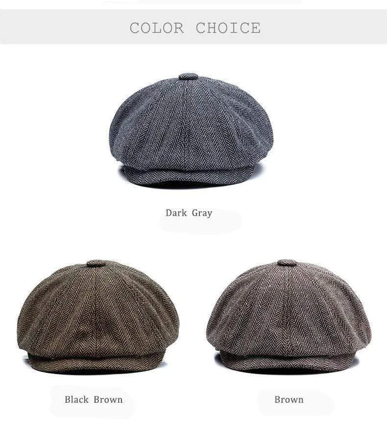Unisex Herbst Winter Newsboy Caps Männer und Frauen Warm Tweed Achteck Hut für männliche Detektivhüte Retro Flat Caps Chapeau