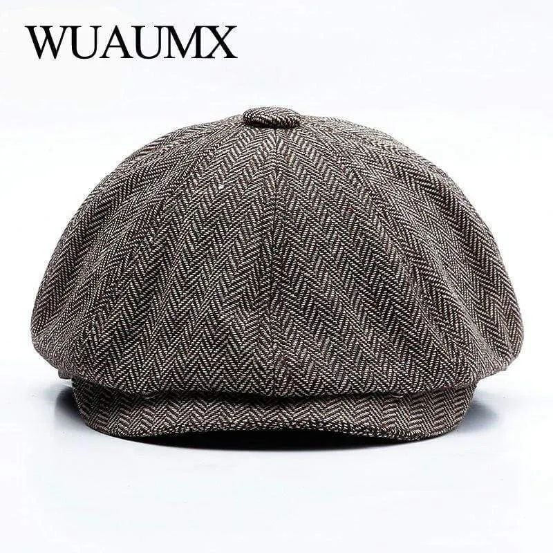 Unisex Herbst Winter Newsboy Caps Männer und Frauen Warm Tweed Achteck Hut für männliche Detektivhüte Retro Flat Caps Chapeau