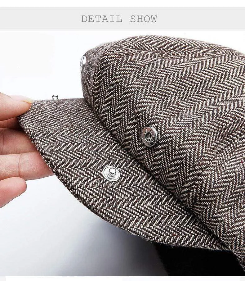 Unisex Herbst Winter Newsboy Caps Männer und Frauen Warm Tweed Achteck Hut für männliche Detektivhüte Retro Flat Caps Chapeau
