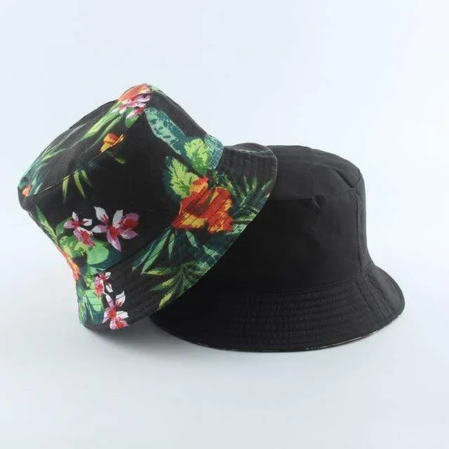 Mode Sommer Kokospalme Blume Gedruckt Fisherman Caps Panama Eimer Hut Reversible Gorro Pescador Männer Frauen