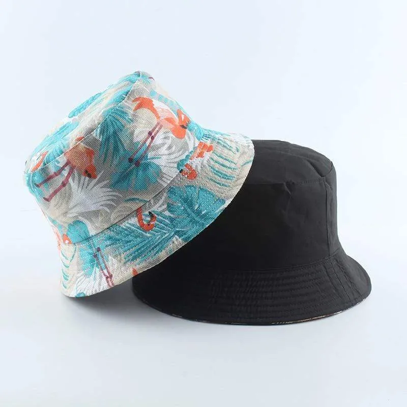 Mode Sommer Kokospalme Blume Gedruckt Fisherman Caps Panama Eimer Hut Reversible Gorro Pescador Männer Frauen