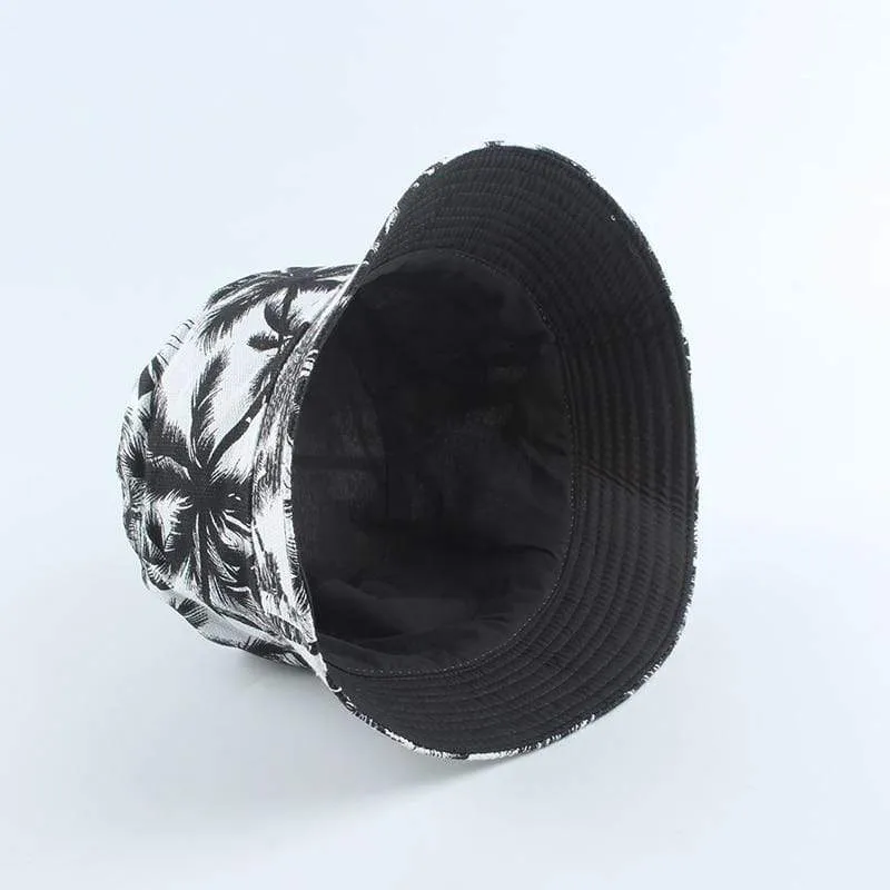 Mode Sommer Kokospalme Blume Gedruckt Fisherman Caps Panama Eimer Hut Reversible Gorro Pescador Männer Frauen