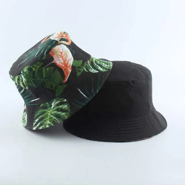 Mode Sommer Kokospalme Blume Gedruckt Fisherman Caps Panama Eimer Hut Reversible Gorro Pescador Männer Frauen
