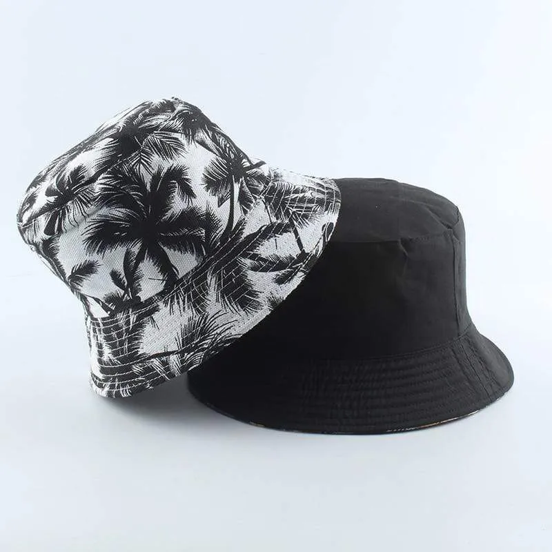 Mode Sommer Kokospalme Blume Gedruckt Fisherman Caps Panama Eimer Hut Reversible Gorro Pescador Männer Frauen