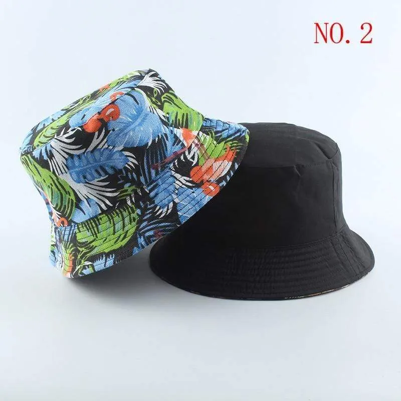 Mode Sommer Kokospalme Blume Gedruckt Fisherman Caps Panama Eimer Hut Reversible Gorro Pescador Männer Frauen