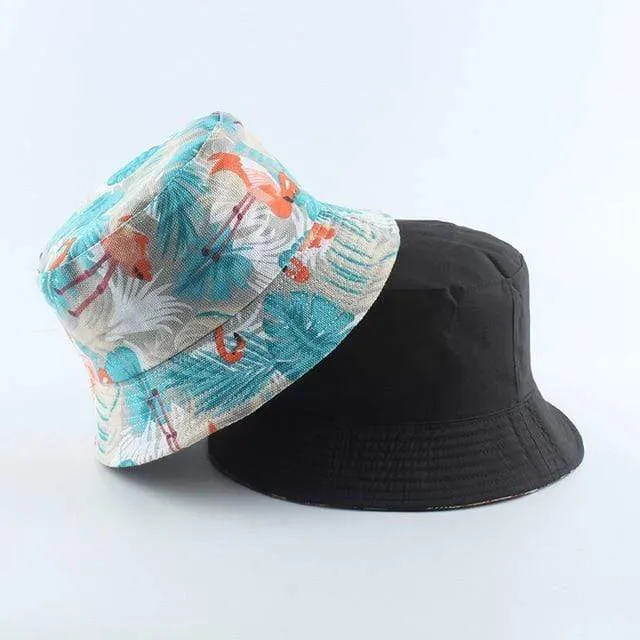 Mode Sommer Kokospalme Blume Gedruckt Fisherman Caps Panama Eimer Hut Reversible Gorro Pescador Männer Frauen