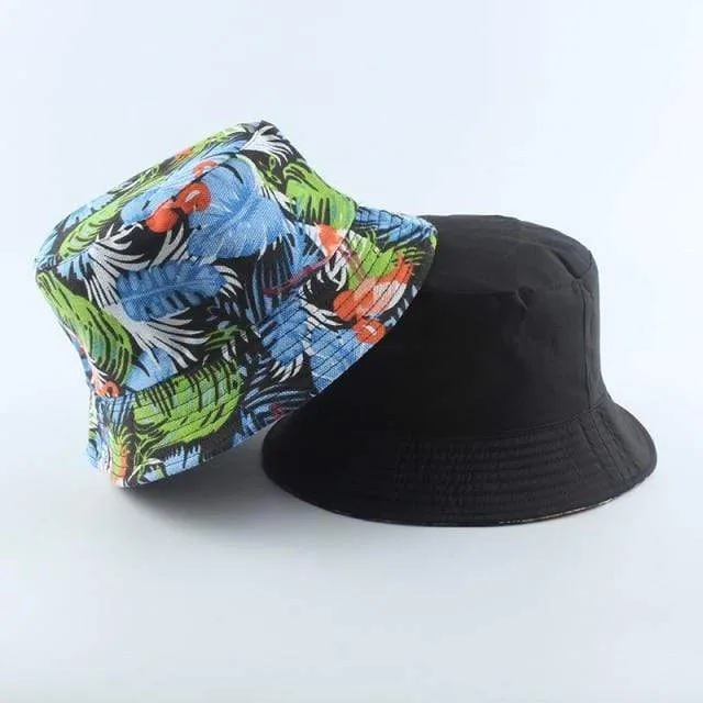 Mode Sommer Kokospalme Blume Gedruckt Fisherman Caps Panama Eimer Hut Reversible Gorro Pescador Männer Frauen