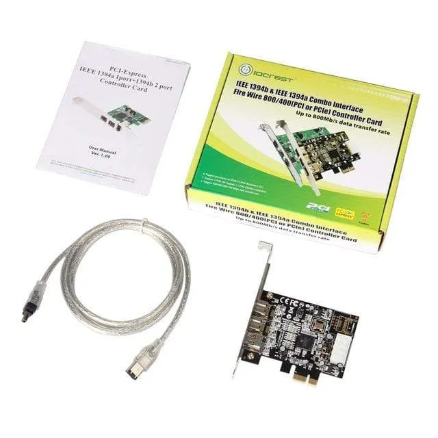 PCI Express 3-Port-Firewire 1394B & 1394A PCIe 1.1 x1-Karte TI XIO2213B-Chipsatz