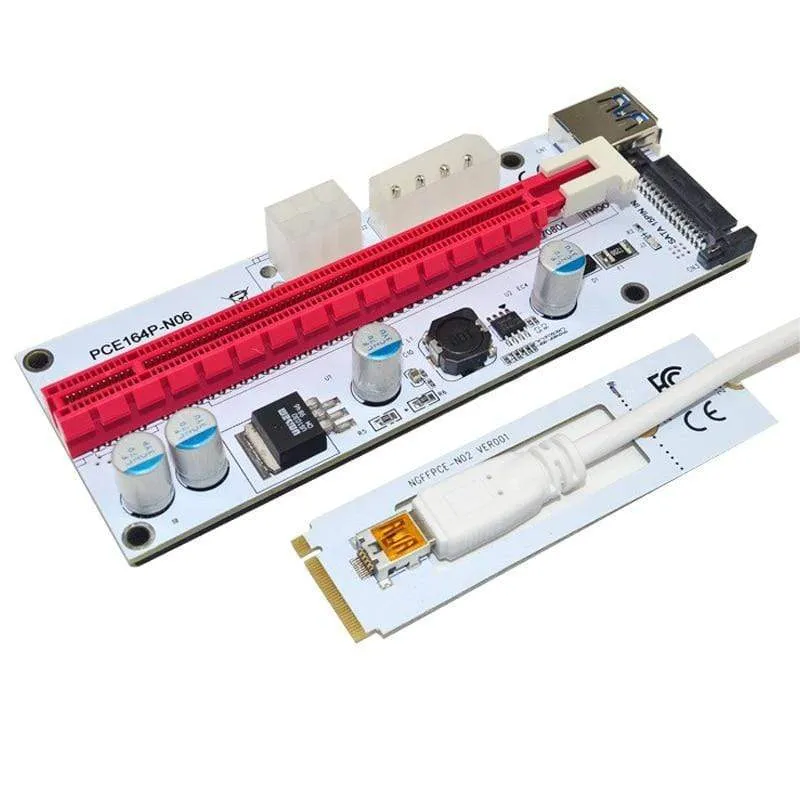 M.2 NGFF zu PCI-E X16 Slot Transfer Card Mining m.2 Riser mit SATA 6pin 4pin Molex Riser Kartenerhöhung für Bitcoin-Mining