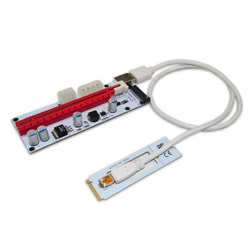 M.2 NGFF zu PCI-E X16 Slot Transfer Card Mining m.2 Riser mit SATA 6pin 4pin Molex Riser Kartenerhöhung für Bitcoin-Mining