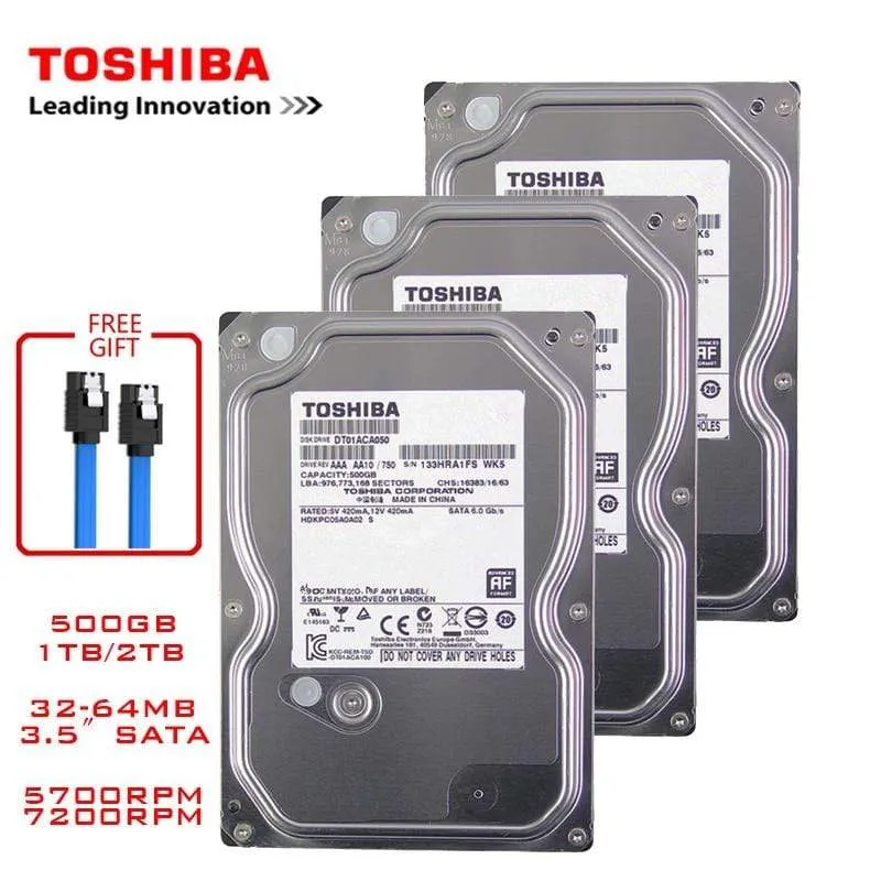 Toshiba 500 GB Desktop-Computer Festplatte 3.5 "interne mechanische Festplatte SATA3 6 Gbit / s Festplatte 1 TB 2 TB 5700-7200 U / min Puffer