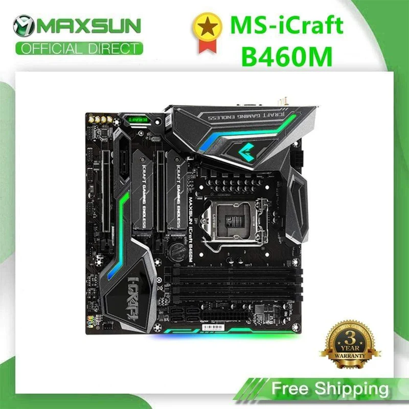 Neues Motherboard iCraft B460M WIFI6-PC-Mainboard-Kit Zweikanal-DDR4-RGB-SATA3.0-VGA-LGA1200-Computerzubehör