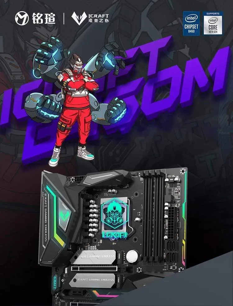 Neues Motherboard iCraft B460M WIFI6-PC-Mainboard-Kit Zweikanal-DDR4-RGB-SATA3.0-VGA-LGA1200-Computerzubehör