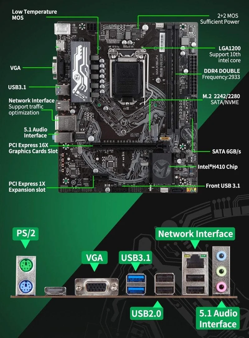 Motherboard Challenger H410M USB3.1 LGA1200 M-ATX SATA 3.0 PCI-E NVME-Unterstützung Intel 10th Core Dual Channel DDR4