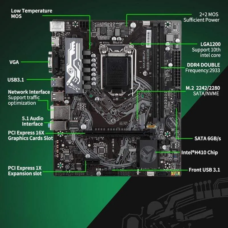 Motherboard Challenger H410M USB3.1 LGA1200 M-ATX SATA 3.0 PCI-E NVME-Unterstützung Intel 10th Core Dual Channel DDR4