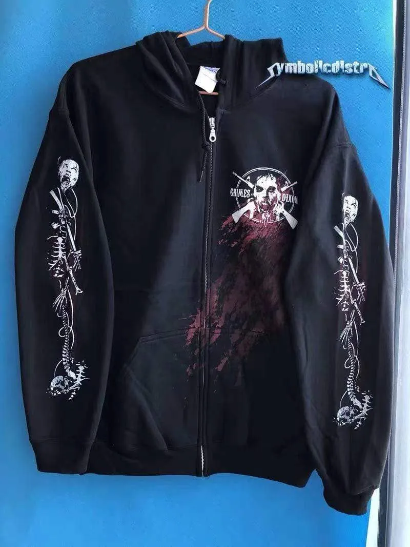 Gildan Walking Dead Filigraner Reißverschluss 50 % Baumwolle 50 % Polyester Vorgewaschen Bördelnd Schwarz Herren Hoodies Sweatshirts