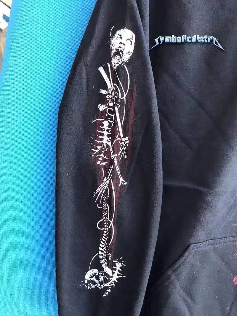 Gildan Walking Dead Filigraner Reißverschluss 50 % Baumwolle 50 % Polyester Vorgewaschen Bördelnd Schwarz Herren Hoodies Sweatshirts