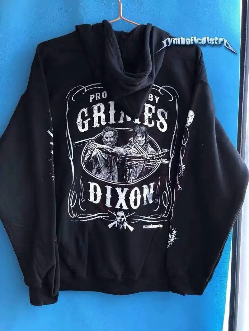 Gildan Walking Dead Filigraner Reißverschluss 50 % Baumwolle 50 % Polyester Vorgewaschen Bördelnd Schwarz Herren Hoodies Sweatshirts
