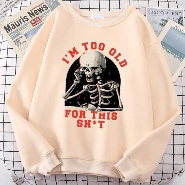 Hoodie mit Totenkopf-Print, Cartoon-Kleidung, Herren-Kapuzenpullover, Sweatshirt, Hip-Hop-Trainingsanzug, modische Streetwear, Rundhalsausschnitt, übergroße Hoodies