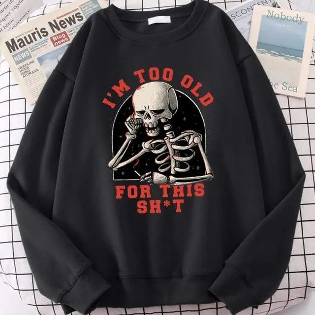 Hoodie mit Totenkopf-Print, Cartoon-Kleidung, Herren-Kapuzenpullover, Sweatshirt, Hip-Hop-Trainingsanzug, modische Streetwear, Rundhalsausschnitt, übergroße Hoodies