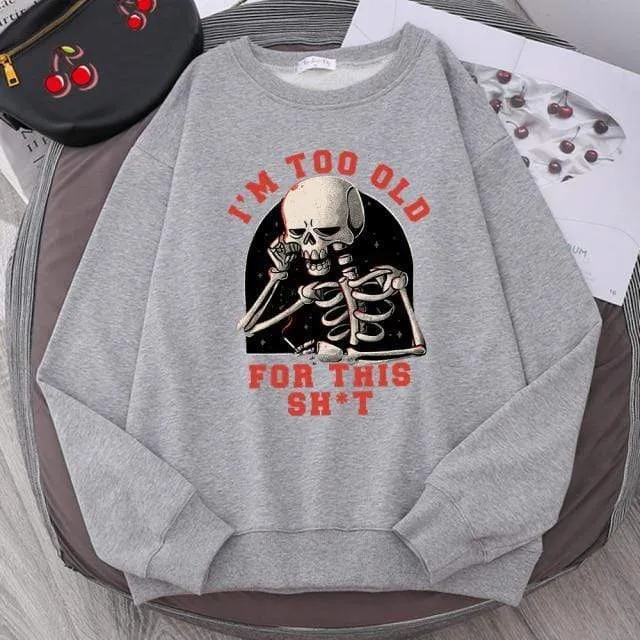 Hoodie mit Totenkopf-Print, Cartoon-Kleidung, Herren-Kapuzenpullover, Sweatshirt, Hip-Hop-Trainingsanzug, modische Streetwear, Rundhalsausschnitt, übergroße Hoodies