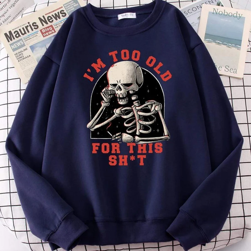 Hoodie mit Totenkopf-Print, Cartoon-Kleidung, Herren-Kapuzenpullover, Sweatshirt, Hip-Hop-Trainingsanzug, modische Streetwear, Rundhalsausschnitt, übergroße Hoodies