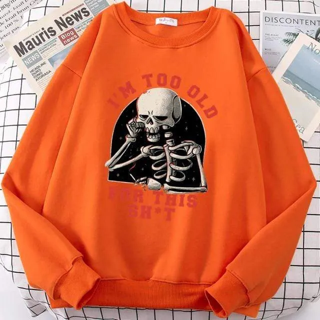 Hoodie mit Totenkopf-Print, Cartoon-Kleidung, Herren-Kapuzenpullover, Sweatshirt, Hip-Hop-Trainingsanzug, modische Streetwear, Rundhalsausschnitt, übergroße Hoodies