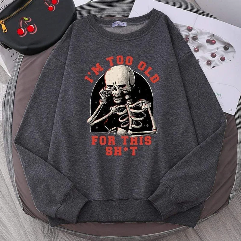 Hoodie mit Totenkopf-Print, Cartoon-Kleidung, Herren-Kapuzenpullover, Sweatshirt, Hip-Hop-Trainingsanzug, modische Streetwear, Rundhalsausschnitt, übergroße Hoodies