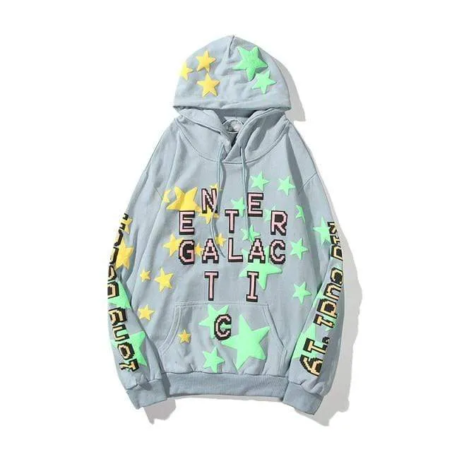 Fleece-Sweatshirt mit Totenkopf-Graffiti-Motiv für Herren, Übergröße, Harajuku, lockere, lässige Paar-Hoodies, Stranger Things-Kapuzenpullover