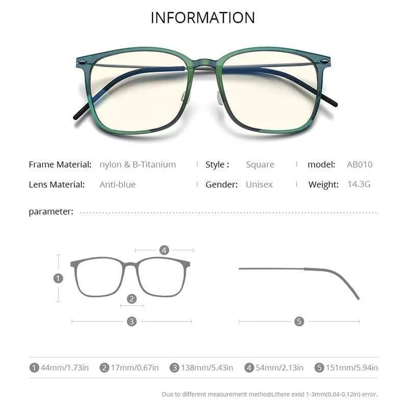 Anti-Blaulicht-Schutzbrille für Damen, Anti-Blaulicht-UV-Schutz, Computerbrille für Herren, FAB010 (Nylonrahmen B, Titanbügel)