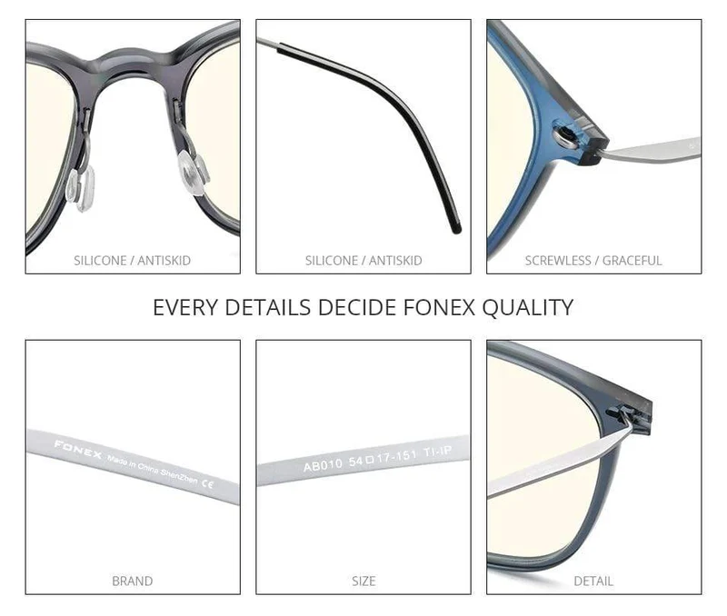 Anti-Blaulicht-Schutzbrille für Damen, Anti-Blaulicht-UV-Schutz, Computerbrille für Herren, FAB010 (Nylonrahmen B, Titanbügel)