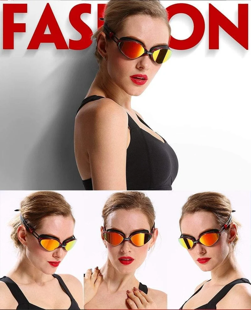 Professionelle Schwimmbrille mit Antibeschlag-UV-Schutz, verstellbare Schwimmbrille für Herren und Damen, wasserdichte Silikonbrille