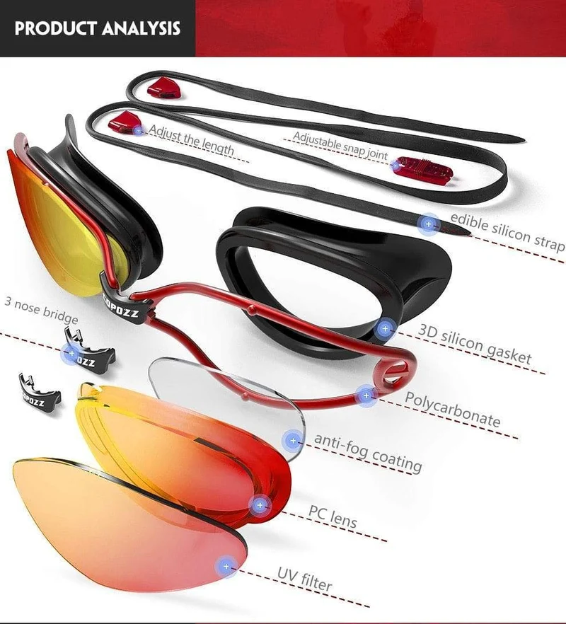 Professionelle Schwimmbrille mit Antibeschlag-UV-Schutz, verstellbare Schwimmbrille für Herren und Damen, wasserdichte Silikonbrille