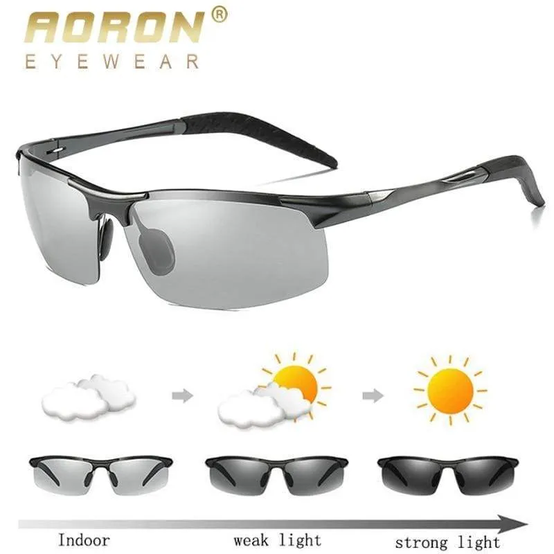 Männer Photochrome Polarisierte Sonnenbrille Aluminium Rahmen UV400 Sonnenbrille Männliche Brillen Schutzbrillen