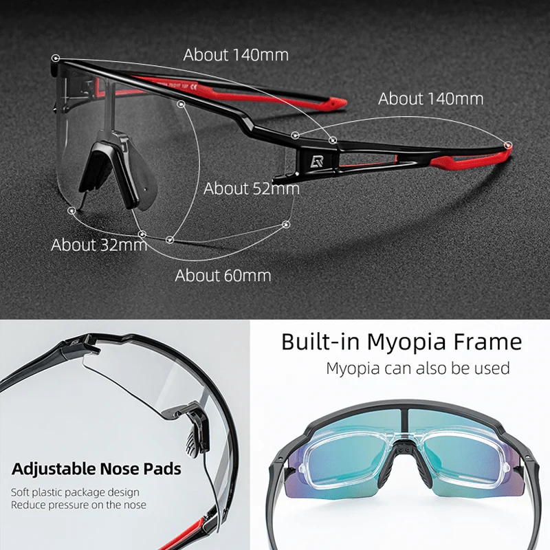 Photochrome Radfahren Gläser Polarisierte Integrierte Myopie Rahmen Sport Sonnenbrille Männer Frauen Gläser Radfahren Brillen Goggle