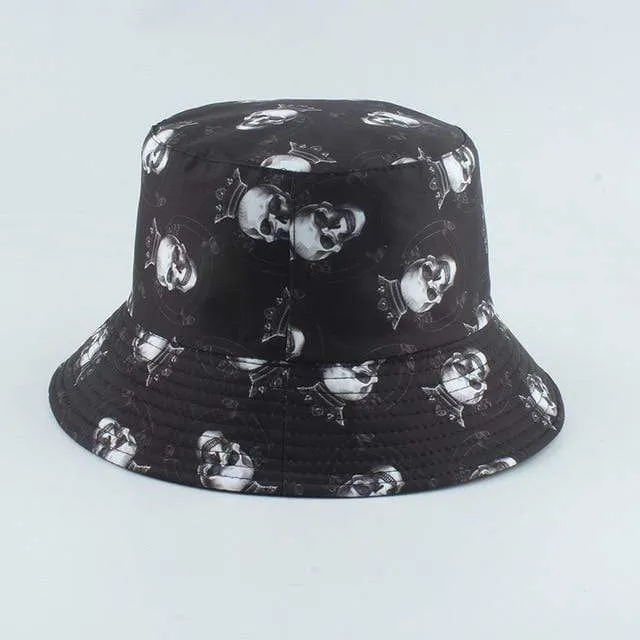 Herren Damen Fischerhut Vintage Print Panama Bucket Hat Reversible Bob Chapeau Femme Retro Hip Hop Cap Gorros