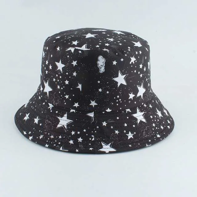 Herren Damen Fischerhut Vintage Print Panama Bucket Hat Reversible Bob Chapeau Femme Retro Hip Hop Cap Gorros