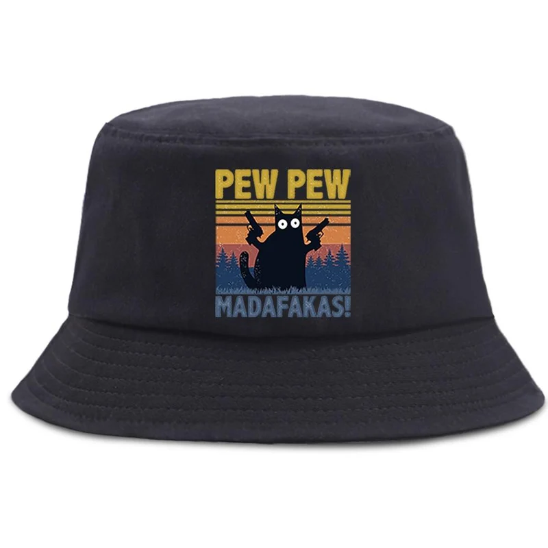 Madafakas Schwarze Katze Bucket Caps Damen Street Beach Sonnenhut Hip Hop Casual Fischerhüte Herren Outdoor Sommer Panama Cap