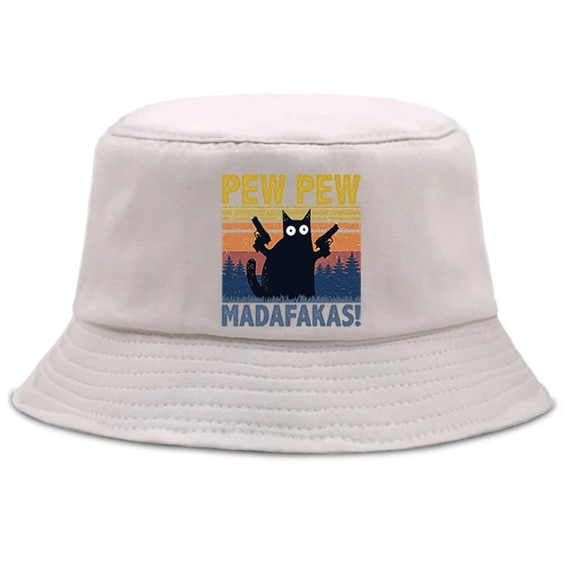 Madafakas Schwarze Katze Bucket Caps Damen Street Beach Sonnenhut Hip Hop Casual Fischerhüte Herren Outdoor Sommer Panama Cap