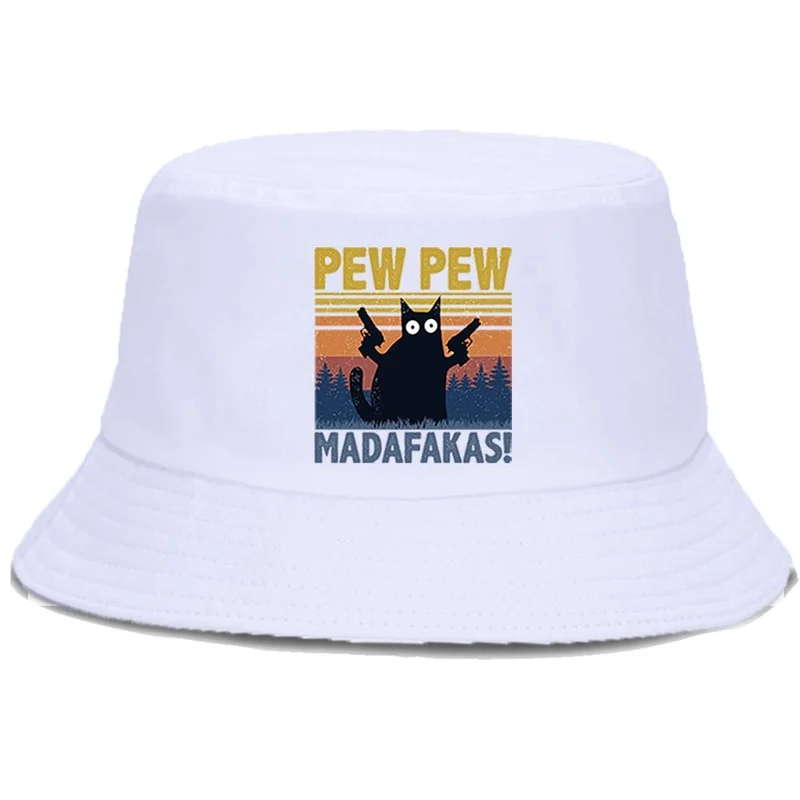 Madafakas Schwarze Katze Bucket Caps Damen Street Beach Sonnenhut Hip Hop Casual Fischerhüte Herren Outdoor Sommer Panama Cap